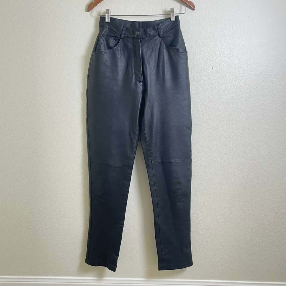 Newport News Best‎ of Europe Vintage Black Leather High Waist Tapered Pants 4